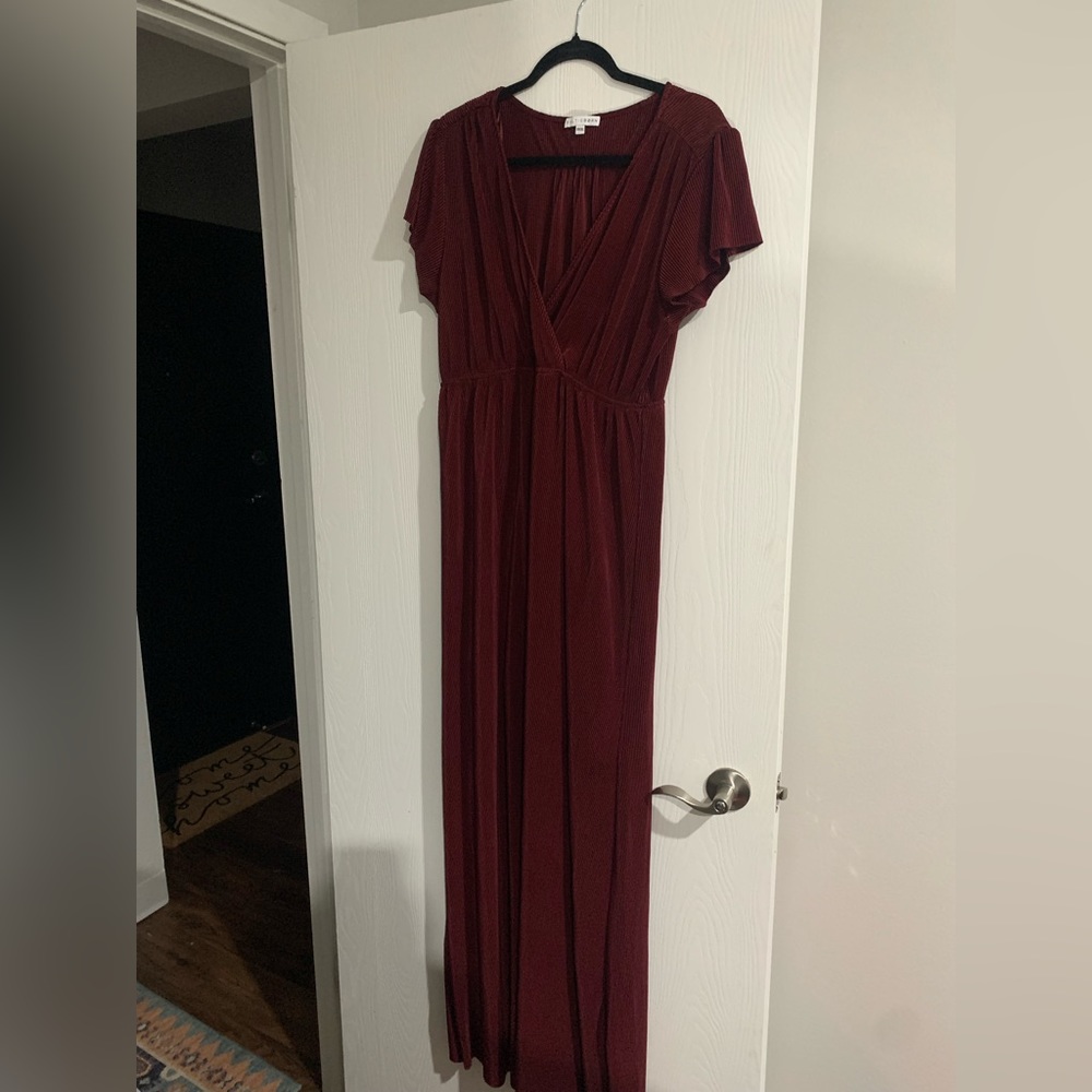Maroon maxi corduroy dress
